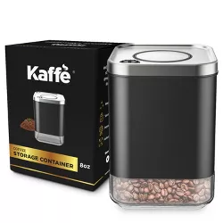 Kaffe 8oz Square Glass Coffee Storage Canister with Airtight Lid - Silver
