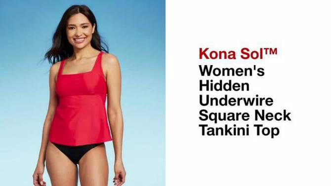 Women&#39;s Hidden Underwire Square Neck Tankini Top - Kona Sol&#8482;, 2 of 9, play video