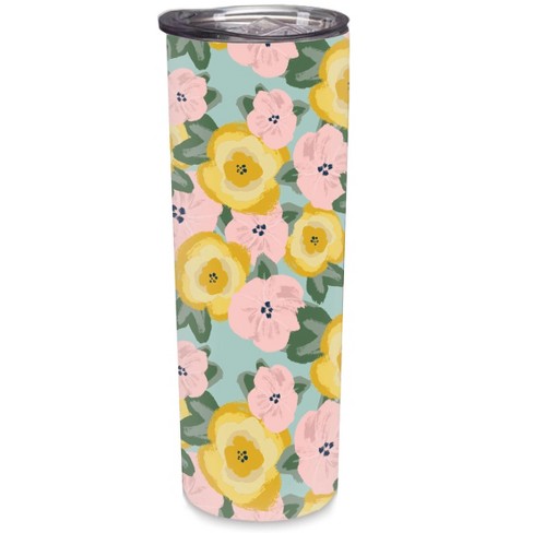 Elanze Designs Floral Pattern Pink Yellow 20 ounce Stainless Steel Travel Tumbler - image 1 of 4