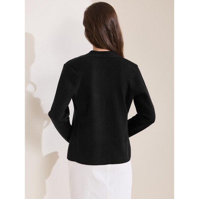 INSPIRE CHIC Women's Collarless Long Sleeve One Button Blazer Black Large — фото 4