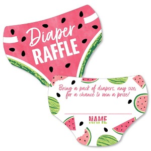 Big Dot of Happiness Sweet Watermelon - Diaper Shaped Raffle Ticket Inserts - Fruit Baby Shower Activities - Diaper Raffle Game - Set of 24 - 1 of 4