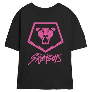 Juniors KPop Demon Hunters Saja Boys Pink Lion Logo T Shirt - 1 of 4