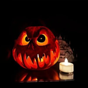 Halloween Party Props for Outdoor Elegant Skull Head Pumpkin Shape Light Ornament Festival Celebration Embellishment - 1 of 4