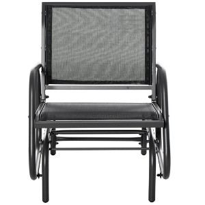 Aghana Digitals Blue Outdoor Mesh Glider Chair with Steel Frame, Curved Armrests & Nonslip Pads for - 1 of 4