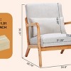 Mid-Century Modern Rubberwood Frame Accent Chair with Ergonomic Design, Upholstered Seat & Pillow for Living Room & Bedroom-Coolbibila - 4 of 4