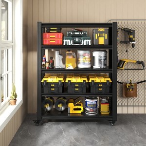 ORRD 5-Tier Adjustable Metal Storage Shelving with Wheels & Pegboard, 78" Heavy Duty Rack - 1 of 4