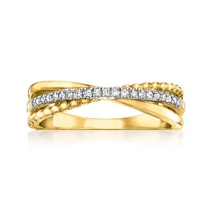 Ross-Simons 0.10 ct. t.w. Diamond 3-Row Crisscross Ring in 18kt Gold Over Sterling - 1 of 4