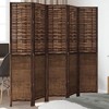vidaXL 5-Panel Room Divider - Dark Brown Solid Paulownia Wood & Bamboo - Foldable Privacy Screen for Living Room, Bedroom, Office - Easy Clean - 2 of 4