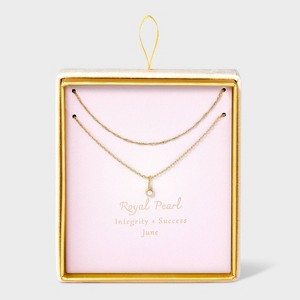 14K Gold Dipped Genuine Stone Pendant Necklace - A New Day™ - 1 of 4
