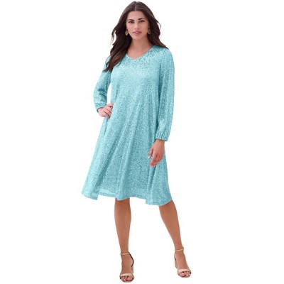 Roaman's Women's Plus Size Sequin Swing Dress