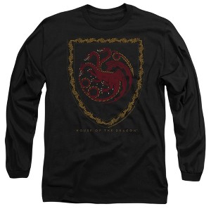 Men’s House Of The Dragon Dragon Shield Vintage Dark Long Sleeve T-Shirt - 1 of 4
