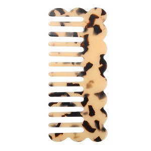 Unique Bargains Women's Acetate Wide Tooth Hair Comb 5.31"x2.36" Beige Black 1 Pc - 1 of 4