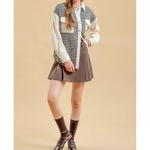 Women's Colorblock Houndstooth Shacket - Blu Pepper - 1 of 4