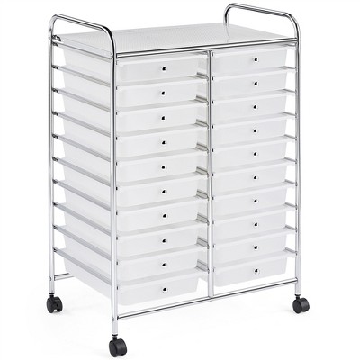 Costway 20 Drawers Rolling Cart Storage Scrapbook Paper Studio Organizer  Bins Clear