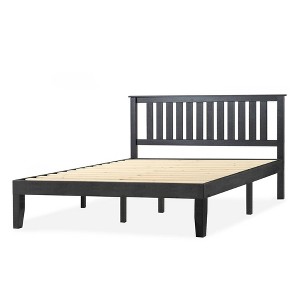 14" Marley Solid Wood Platform Bed with Paneled Headboard Black - Mellow - 1 of 4