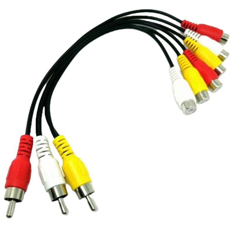 Sanoxy 3 RCA Male Jack To 6 RCA Female Splitter Audio Video AV TV DVD Adapter Cable, 2 of 3