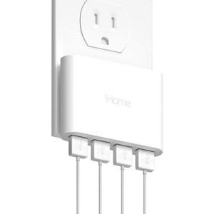 iHome Slim 4-Port USB Wall Charger, AC Pro Multiport Plug Adapter, Phone Charging Block with 4 Ports, Flat USB Wall Adapter for Home & Travel - 1 of 4