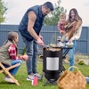 KTMBDW Vertical Steel Charcoal Smoker, Heavy Duty Three Layer Round BBQ Grill Smokey Mountain Cooker for Outdoor Cooking, Black - 3 of 4