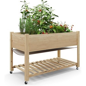CuisinSmart Raised Garden Bed On Wheels, Elevated Planter Box with Legs and Storage Shelf, Mobile Planter Box for Vegetables, Flowers, Outdoor Patio - 1 of 4