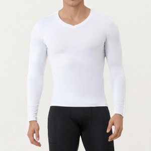 Anna-Kaci Active Men's Long Sleeve Compression Athletic Shirt with Stretch Fabric and V-Neck Design - 1 of 4