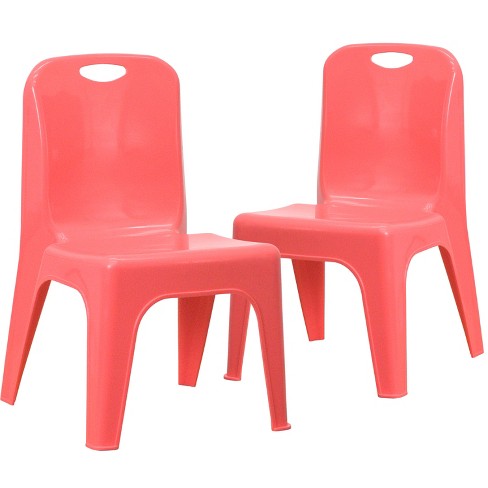 EMMA OLIVER 2 Pack Red Plastic Stackable School Chair with 15.5 H Seat 