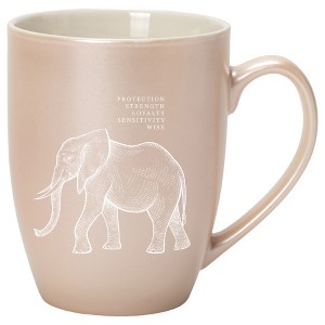 Elanze Designs 10 Ounce Ceramic Decorative Laser Engraved Giftable Novelty Tea Coffee Cup Mug Precious Pearl Elephant Protection Strength Loyalty - 1 of 4