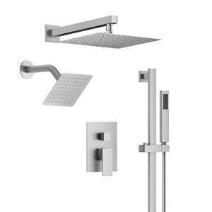 YAWWALK 3-Spray 10 and 6 in. Wall Mount Dual Square Shower Head and Ajustable Handheld Shower Head - 1 of 4