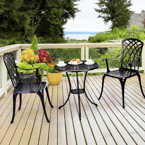 Whizmax Cast Aluminum Patio Bistro Set with Umbrella Hole, 3 Piece Outdoor Bistro Set Rust-Resistant, for Garden,Backyard, Patio Balcony - 1 of 4