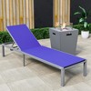 LeisureMod Marlin Modern Outdoor Patio Chaise Lounge Chair in Grey Aluminum Frame with Square Fire Pit Side Table - 2 of 4