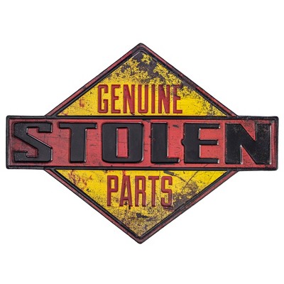 Genuine Stolen Parts Embossed Metal Sign Wall Decor Yellow/Red/Black - Crystal Art Gallery