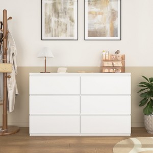 MOEPISY 6 Drawer Storage Cabinet ,Dresser, Wood Storage Tower Clothes Organizer, Wide Chest of 6 Drawers - 1 of 4