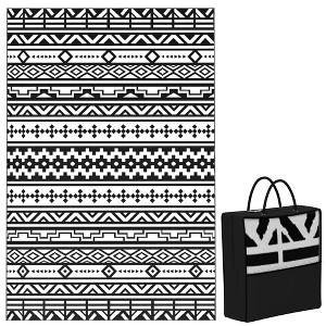 Outsunny Outdoor Patio Rug, Large Camping Carpet with Carrying Bag, Waterproof Plastic Straw, Reversible, Geometric Wall - 1 of 4