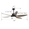 54" Ceiling Fans with Lights Remote Control 6 ABS Blades Reversible DC Motor Dimmable LED Light Modern Ceiling Fan for Bedrooms, Living Room, Patio - 4 of 4