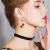 18K Gold Plated Vintage 3D Red Big Cherry Charm& Green Crystal Leaf Fruit Tassel Women Hook Dangle Drop Earrings for Women - 2 of 4