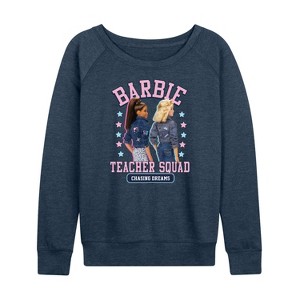 Women's - Barbie - Teacher Squad Lightweight French Terry Wide Neck Long Sleeve Shirt - 1 of 4