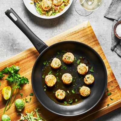 Matte Black 12" Aluminum Nonstick Round Fry Pan