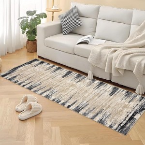 Modern Abstract Runner Rug Machine Washable Non-Slip Low Pile Carpet, No-Shedding Stain-Resistant Accent Rug for Hallways Kitchen Bedside - 1 of 4