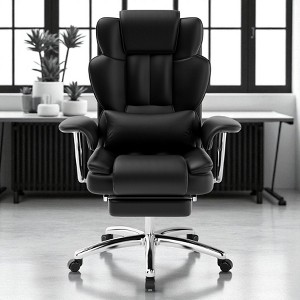 Mshliw Executive Office Chair with Footrest, 500lbs PU Leather Reclining Chair, High Back Ergonomic Desk Chair for Home Office - 1 of 4