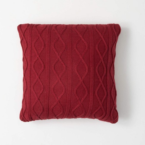 Sullivans Winterberry Cable Knit Decorative Pillow Red 17.5 h Target
