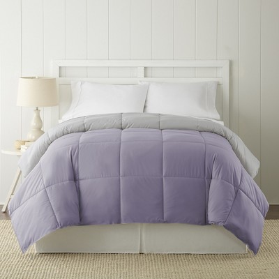 Twin Amethyst and Silver Reversible Down Alternative Comforter Set