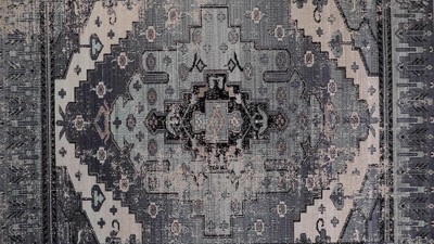 Cicero Blue and Gray Medallion Synthetic Rectangular Area Rug 5'3" x 7'6"