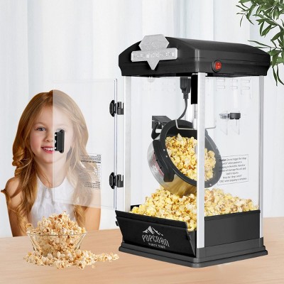 INFURNIC Popcorn Poppers 8 Oz Kettle Popcorn Maker with Warming Deck for Home Theater and Parties, Black, 10.83"*10.24"*19.69"