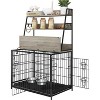 57" Heavy-Duty Dog Crate Furniture with 2 Doors, Flip Top, Storage Shelves, Removable Tray & Adjustable Bowls - 2 of 4