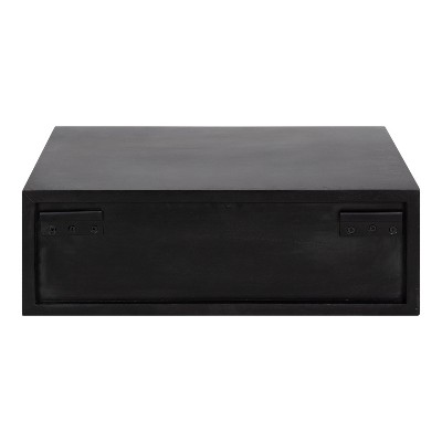 McCutcheon Black Mango Wood Floating Storage Shelf with Concealed Cubby