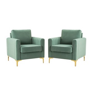 Set of 2 Iapygia Contemporary Tufted Wooden Upholstered Club Chair with Metal Legs for Bedroom Club Chair| ARTFUL LIVING DESIGN - 1 of 4