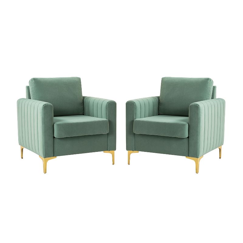 Set of 2 Iapygia Contemporary Tufted Wooden Upholstered Club Chair with Metal Legs for Bedroom Club Chair| ARTFUL LIVING DESIGN, 1 of 11