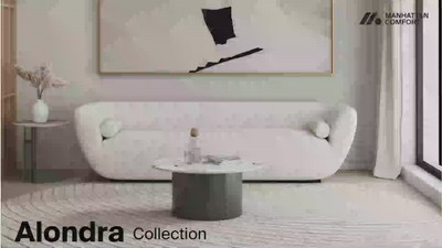 Modern Round Stone and Metal Accent Table