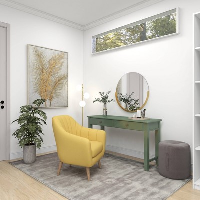 Yellow Velvet Barrel Accent Chair with Wood Legs