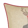 18"x18" Reindeer Boyfriend Plaid Square Throw Pillow Natural/Red - Edie@Home: Holiday Collection, Zipper Closure - 4 of 4