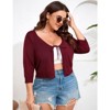 Coolmee Women's Plus Size Bolero Shrug Cropped Cardigan Tie Front Rib Knit Cardigan Sweater - 3 of 4